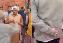 TMC MP Sugata Roy Caught Smoking Near Parliament; Union Ministers Confront Him Over Public Health