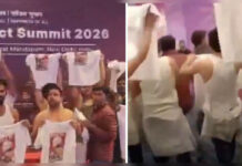 Youth Congress Workers Stage Shirtless Protest Inside India AI Summit, Delhi Police Detains Cadres Youth Congress shirtless protest India AI Summit Bharat Mandapam Delhi Police detain