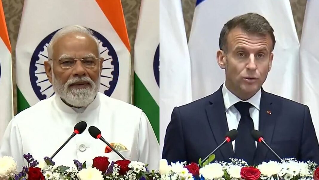 PM Modi and macron PM Modi and macron