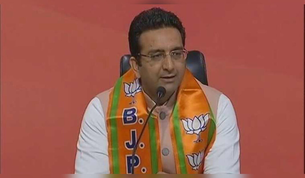 BJP spokesperson Gaurav Bhatia addressing media during political briefing
