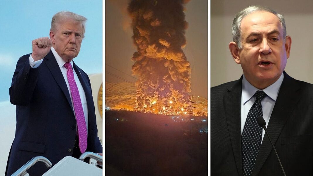 Fires and smoke rising from fuel depots in Tehran after Israeli airstrikes