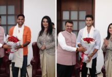Fadnavis Meets Suryakumar Yadav, Shivam Dube After India’s T20 World Cup Victory Maharashtra CM Devendra Fadnavis felicitating Suryakumar Yadav and Shivam Dube after India’s T20 World Cup victory