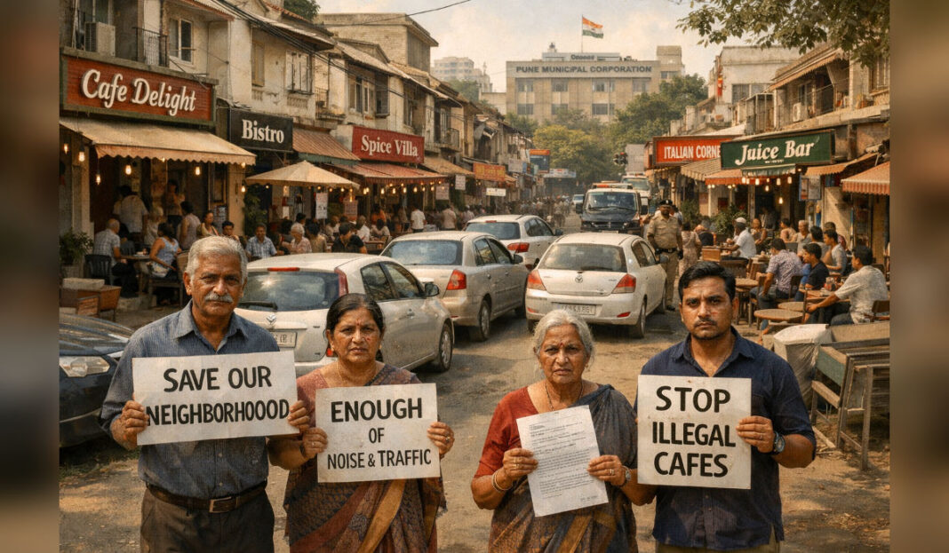 Kalyani Nagar residents protest against cafés and traffic congestion in residential area Pune