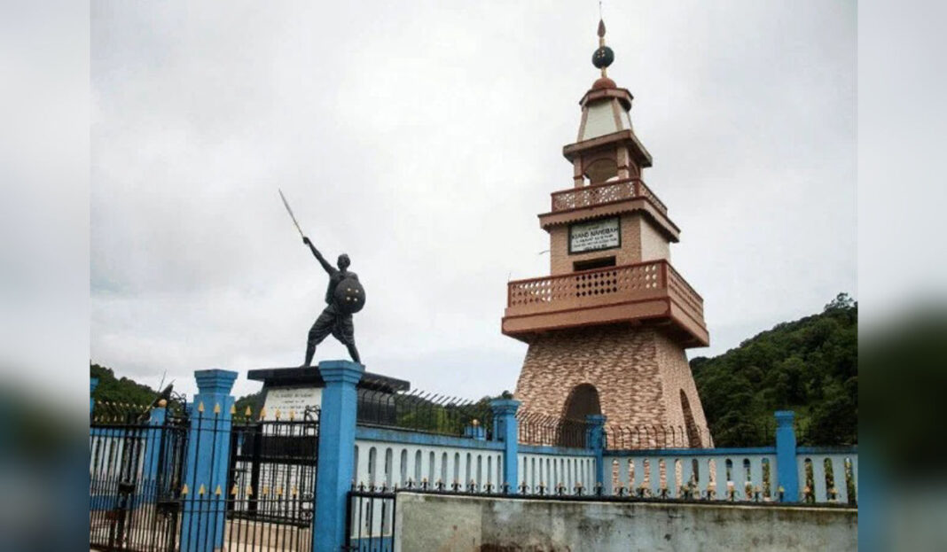 Statue of Jaintia freedom fighter U Kiang Nangbah in Jowai Meghalaya