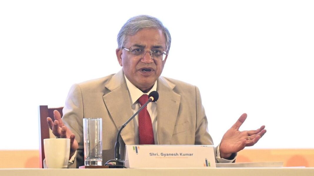 Chief Election Commissioner Gyanesh Kumar addressing press conference during West Bengal visit