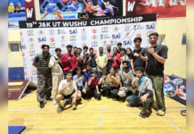 “12 Medals Win!” — Khelo India Wushu Center Handwara Shines at UT Championship Handwara Wushu athletes posing with medals at UT Championship