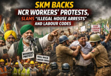 SKM Backs NCR Workers’ Protests, Slams ‘Illegal House Arrests’ and Labour Codes SKM supports NCR workers’ protest and condemns illegal house arrests and labour codes during labour rights demonstration