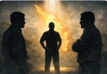 Kerala: K. C. Venugopal’s Prospects Dim as Congress CM Choice Illustration showing three political figures symbolising Congress leadership contest in Kerala ahead of chief minister decision.