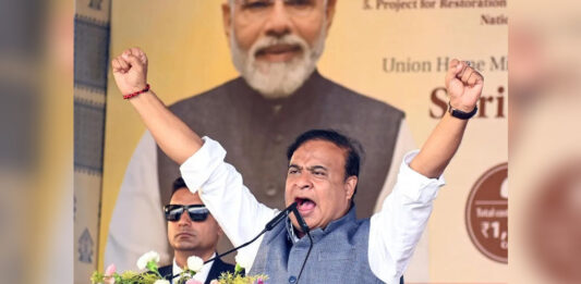 Assam Chief Minister Himanta Biswa Sarma speaking during a press conference amid political controversy