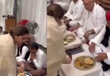 Aparna Yadav Serves Food to Akhilesh Yadav at Prateek Yadav’s Terhavi, Emotional Video Goes Viral Aparna Yadav serving food during Prateek Yadav’s terhavi ceremony in Lucknow