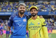 CSK Seeks Balance, Mumbai Chase Consistency as Classic Rivalry Heats Up Mumbai Indians captain Hardik Pandya with Chennai Super Kings captain Ruturaj Gaikwad ahead of IPL 2026 clash at Chepauk