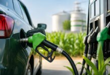 Petrol Prices Get a Green Boost! Centre Waives Excise Duty on Higher Ethanol-Blended Fuel Fuel dispensing nozzle at a petrol station highlighting ethanol-blended petrol under India's biofuel initiative