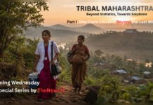 TRIBAL MAHARASHTRA ASHA worker accompanying a pregnant tribal woman through a remote hilly settlement in Maharashtra, symbolising last-mile healthcare challenges in tribal regions.