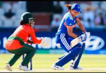 India Regain Control of World Cup Destiny as Shafali and Radha Shine Against Bangladesh India opener Shafali Verma plays an attacking shot during the ICC Women’s T20 World Cup match against Bangladesh.