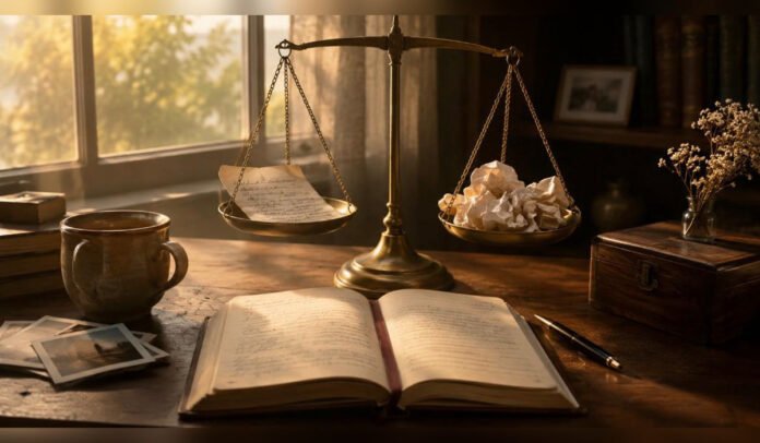 A symbolic balance between gratitude and grievance in human relationships