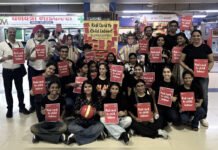 Churchgate Station Turns ‘Red’ Against Child Labour as CRY Launches Public Awareness Campaign Three children pose in front of CRY's Red Card to Child Labour installation at Churchgate Station in Mumbai during World Day Against Child Labour.
