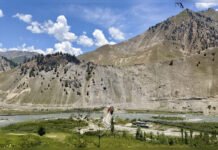 A Village Is Not a Department Dawar village in Gurez with a bridge, river, road, farmland and mountain settlements