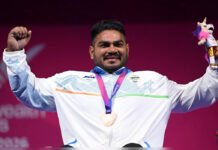 India Off the Mark: Jhandu Kumar Opens Medal Tally, Bigger Battles Await Jhandu Kumar celebrates after winning India’s first medal, a bronze in men’s heavyweight para powerlifting, at the Glasgow 2026 Commonwealth Games.