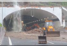 ‘Missing Link’ Tunnel Raises Serious Safety Concerns; Conduct Independent Audit of Construction and Expenditure: Anant Gadgil Water pours into the Mumbai–Pune Expressway Missing Link tunnel as heavy machinery carries out clearing operations following monsoon-related damage.