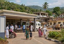 Nine Sindhudurg PHCs Upgraded to Rural Hospitals; ₹37.37 Crore Approved for New Health Facilities Upgraded rural hospital in Sindhudurg with doctors, patients, ambulances and new healthcare buildings under construction.