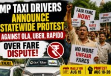 MP Taxi Drivers Announce Statewide Agitation Against Ola, Uber, Rapido Over Fare Dispute Madhya Pradesh taxi drivers protest against Ola Uber Rapido fare policies