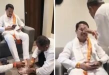 Guru Pournima Ritual Sparks Political Storm: Nana Patole’s Viral Foot-Washing Video Triggers BJP-Congress War Congress leader Nana Patole during Guru Pournima ritual that sparked a political controversy