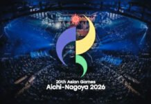 Aichi-Nagoya 2026: Japan Gets Ready for Asia’s Greatest Sporting Stage Aichi-Nagoya 2026 Asian Games emblem displayed against a sporting arena backdrop.