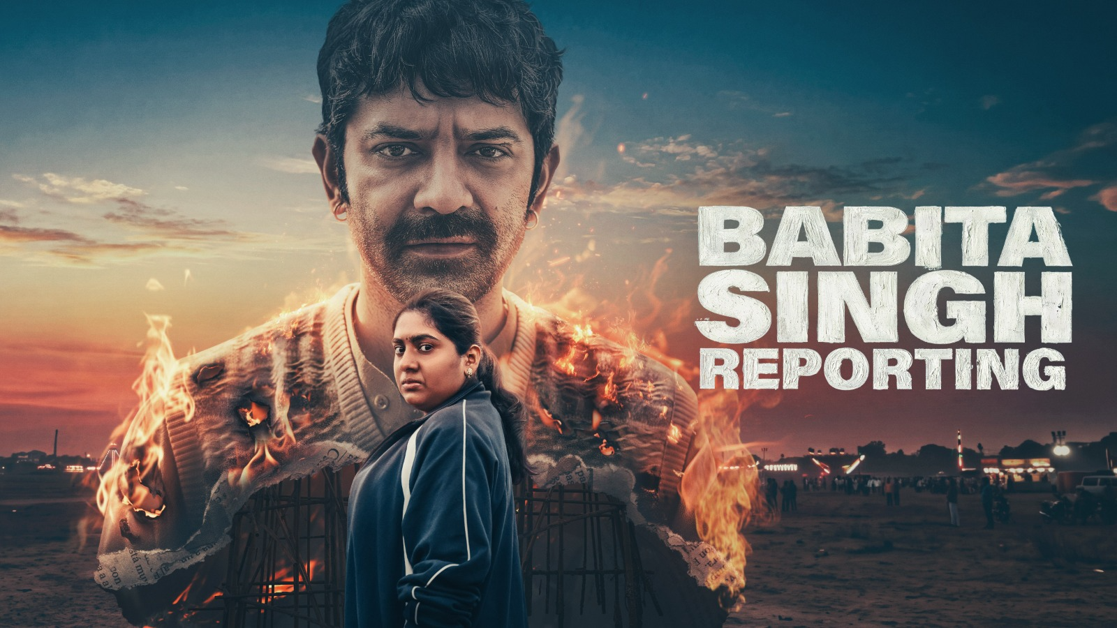 Nimisha Sajayan and Barun Sobti in promotional artwork for Babita Singh Reporting.