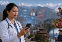 The Digital Stethoscope: How Doctors Are Reshaping Public Health in Nepal through Social Media Nepali doctor using a smartphone to share digital health information with urban, rural and overseas audiences