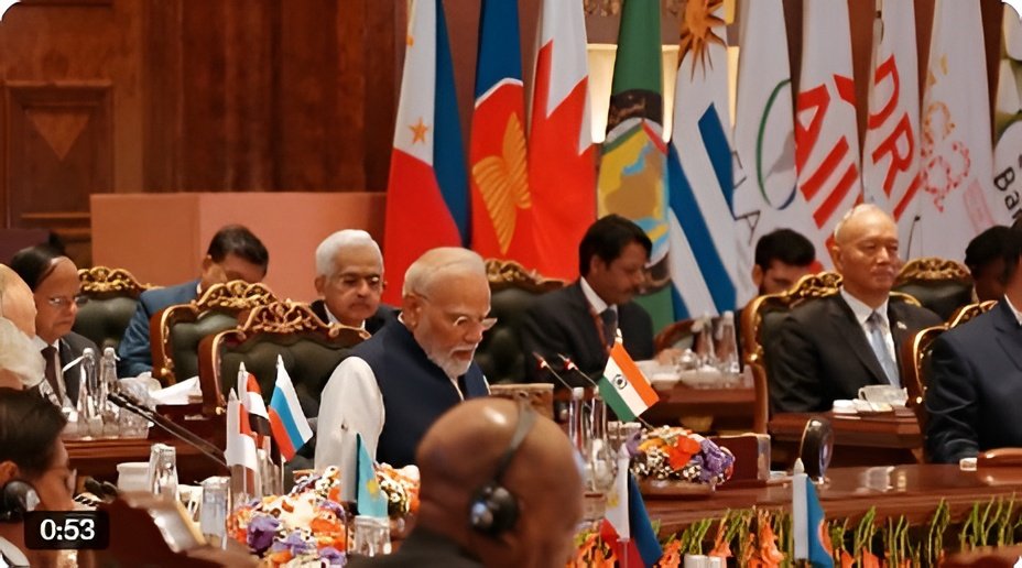 Prime Minister Narendra Modi chairing a session of the 18th BRICS Summit in New Delhi