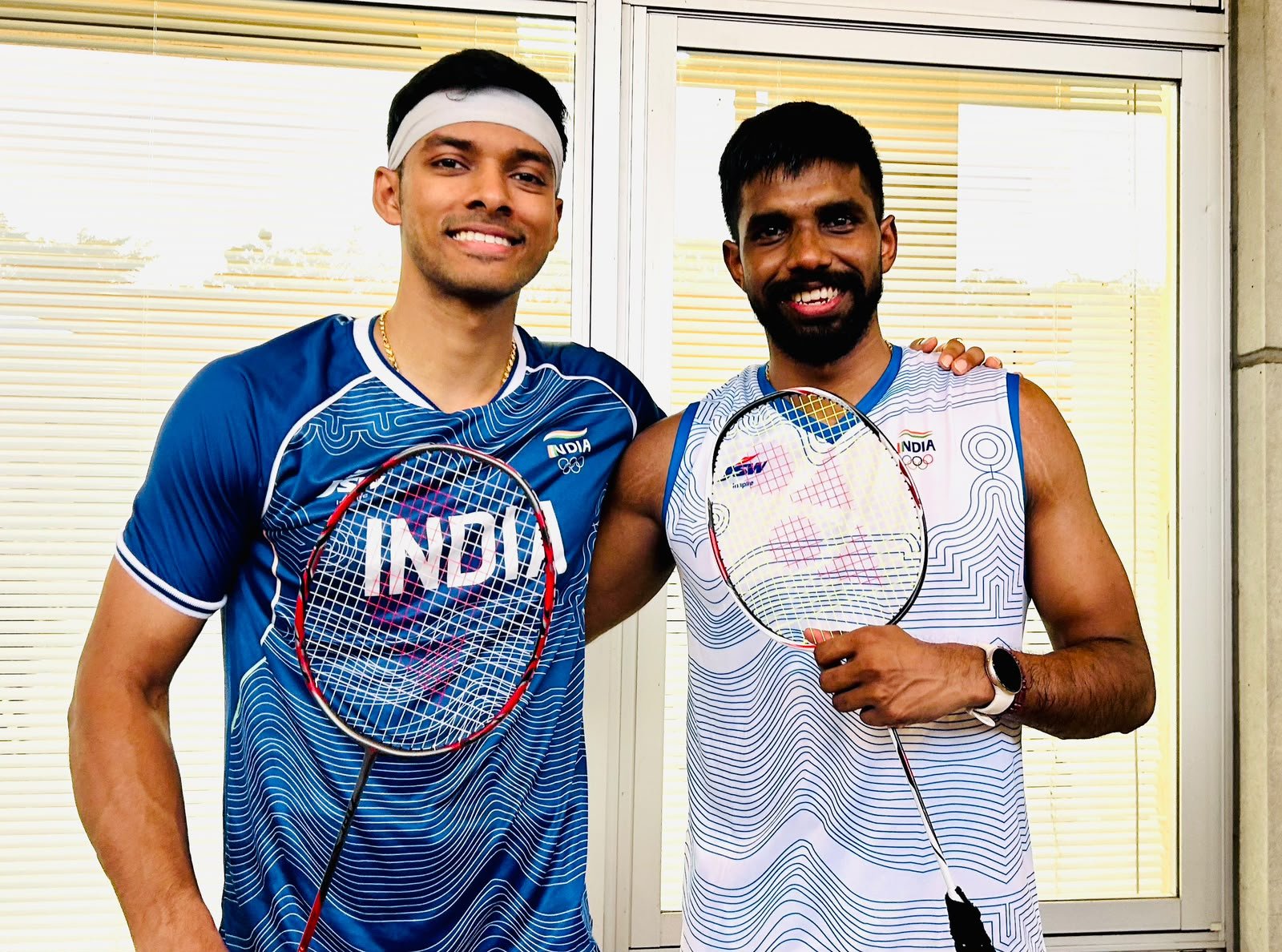 Indian badminton doubles players Satwiksairaj Rankireddy and Chirag Shetty during the Aichi-Nagoya Asian Games 2026