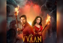The Vvaan Box Office Prediction: Can Sidharth Malhotra–Tamannaah Bhatia Film Open at ₹7–8 Crore? Promotional artwork for The Vvaan featuring Sidharth Malhotra and Tamannaah Bhatia holding flaming torches against a supernatural forest backdrop.