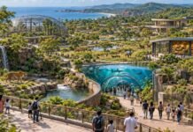 ₹115.43-Crore Zoological Park Planned at Malgund in Ratnagiri AI-generated illustration of the proposed Malgund Zoological Park in Ratnagiri with tiger and leopard habitats, bird aviary, reptile house and tunnel aquarium.